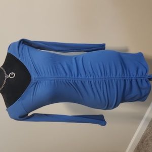 Blue drawstring mini dress